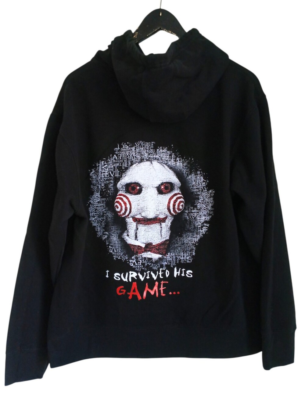 SAW Escape Las Vegas Jigsaw Puppet Graphic Black Hoodie M